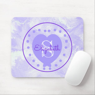 Mousepad Branco roxo do monograma chique da letra inicial