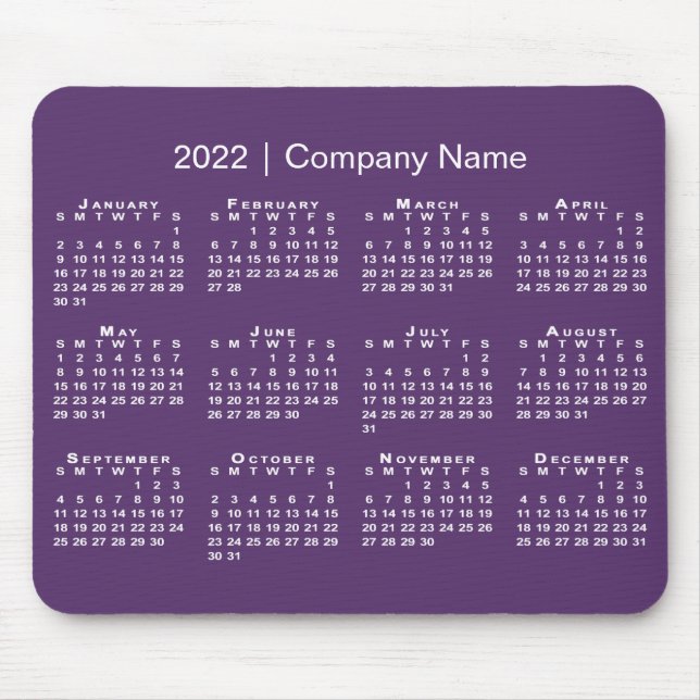 Mousepad Branco Roxo Simples 2022 Calendário Nome da Empres (Frente)