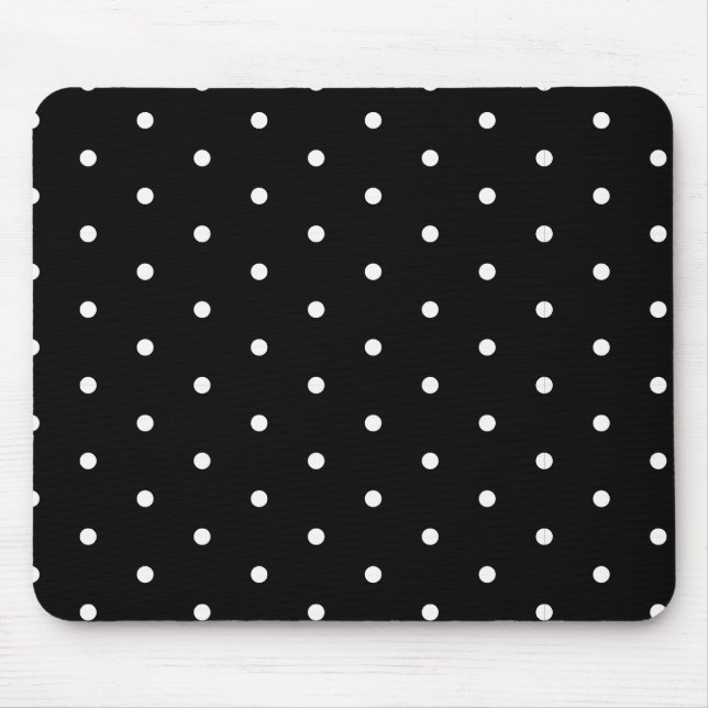 Mousepad Branco sobre Bolinhas Pretas (Frente)