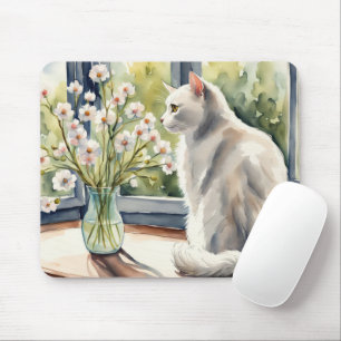 Mousepad Brancos de Aquarelas e Visitas