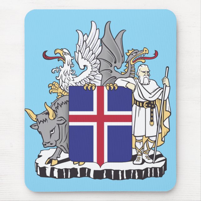 Mousepad Brasão de Armas da Islândia Guardiões Mitológicos  (Frente)