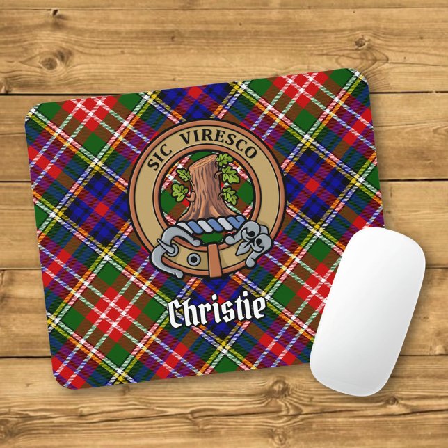 Mousepad Brasão do Clã Christie sobre Tartan (Criador carregado)