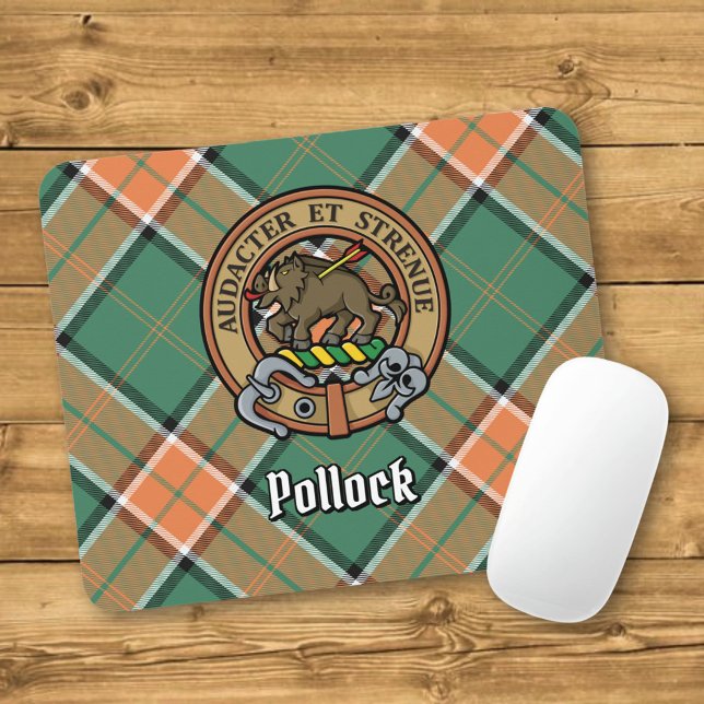 Mousepad Brasão do Clã Pollock sobre Tartan (Criador carregado)