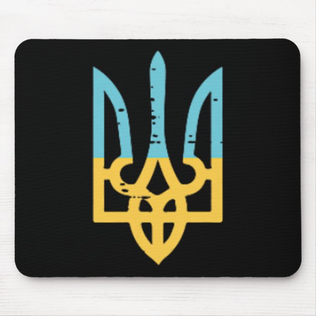 Mousepad Brasão ucraniano de tridente de bolso de bandeira  (Frente)