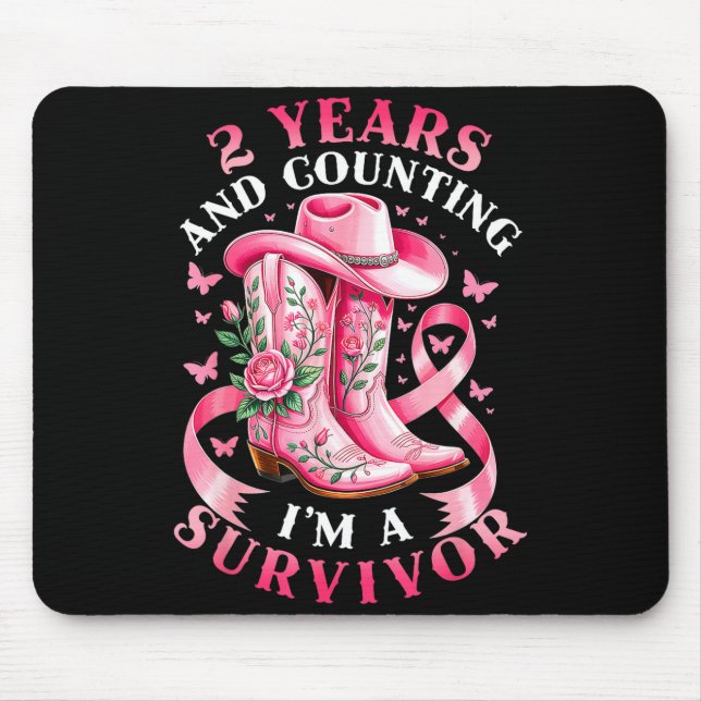 Mousepad Breast Cancer 2 Years Survivor Nk Ribbon Cowgirl G (Frente)
