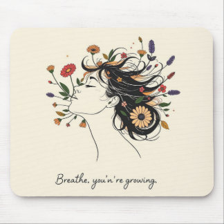 Mousepad “Breathe, You’re Growing” Floral Mindfulness pad