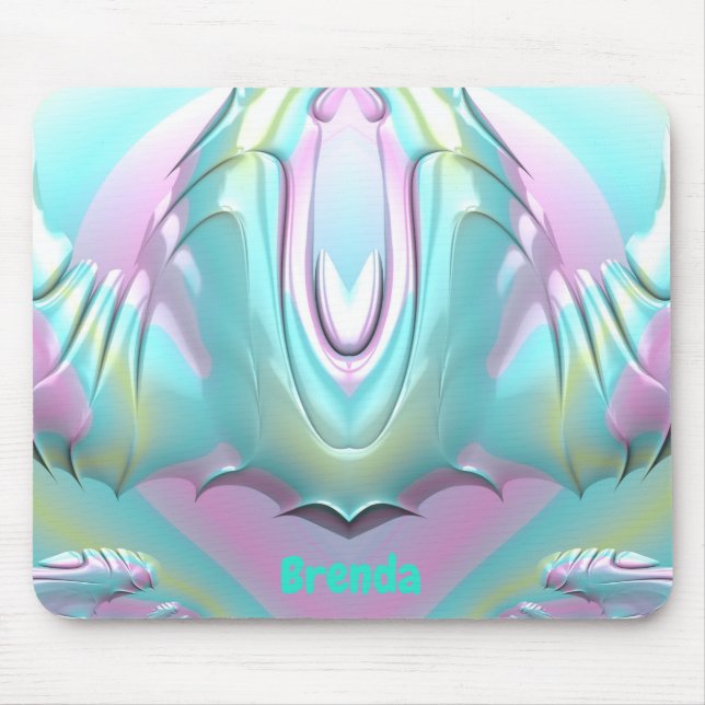 Mousepad BRENDA ~Lilac Aqua Verde Amarelo ~ Padrão Pastel ~ (Frente)