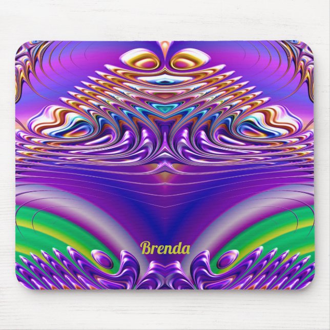 Mousepad BRENDA ~ Zany Verde, Azul, Amarelo e Roxo (Frente)