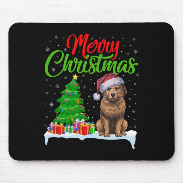 Mousepad Briard Dog Árvore de Natal Luz Engraçado Briard Xm (Frente)