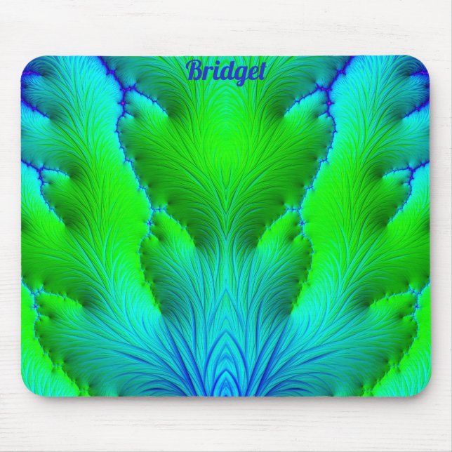 Mousepad BRIDGET ~ Zany Hot Shades Verde e Azul (Frente)