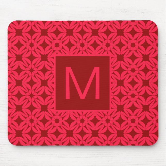 Mousepad Bright Red Ornate Pattern Monogrammed (Frente)