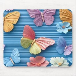 MOUSEPAD BRIGHTLY COLORED FLOWERS AND BUTTERFLIES