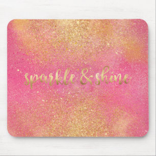 Mousepad Brilhante Dourado cor-de-rosa e brilho