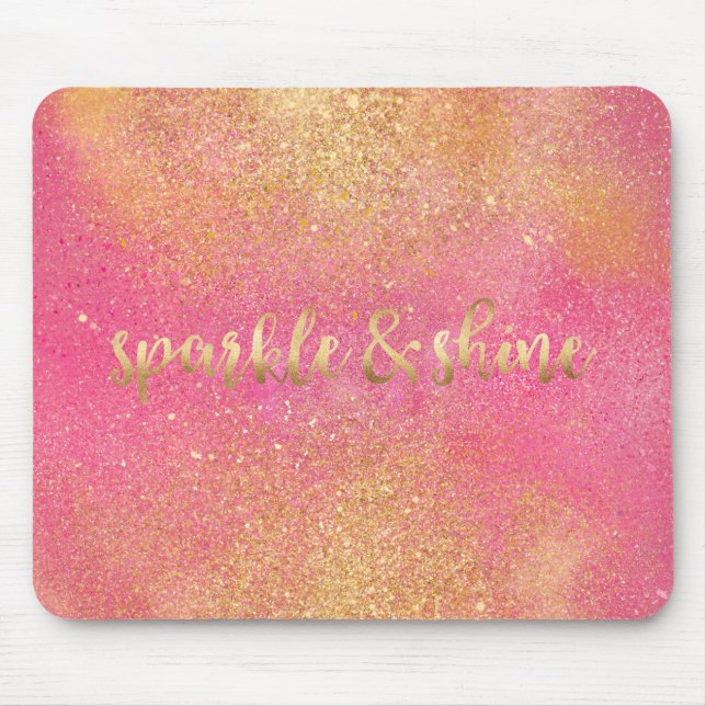 Mousepad Brilhante Dourado cor-de-rosa e brilho (Frente)