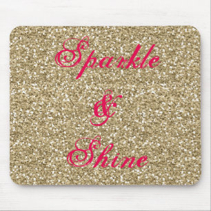 Mousepad Brilhante Dourado e rosa quente com brilho
