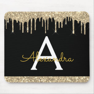 Mousepad Brilhante Dourado preto moderno, com volume