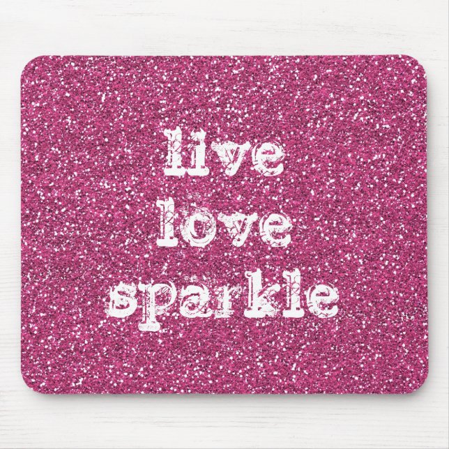 Mousepad Brilhante rosa com citação de Sparkle de amor ao v (Frente)