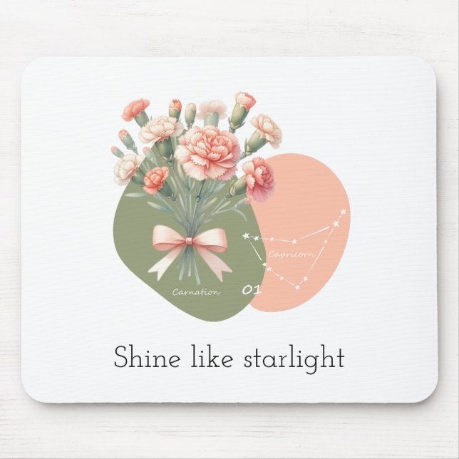 Mousepad Brilhar como texto de luz de estrelas Cor-de-rosa (Frente)