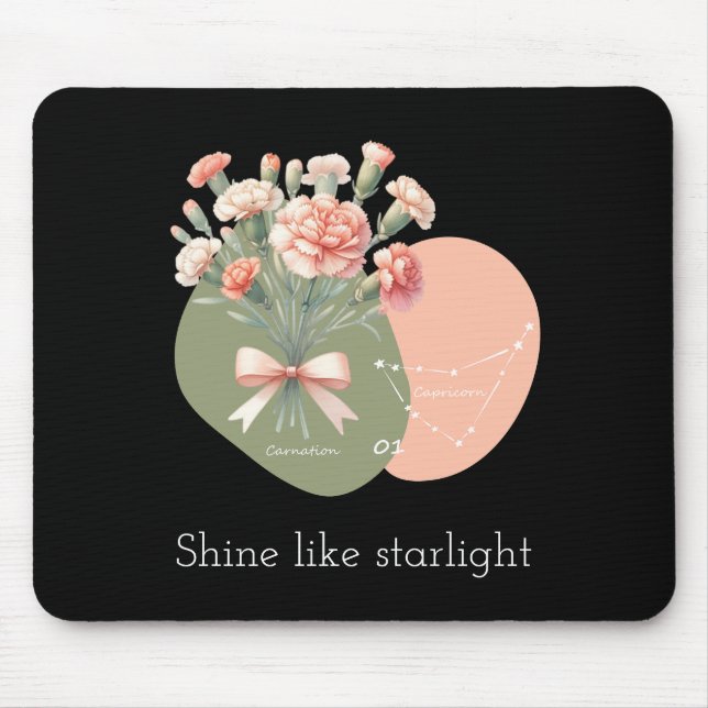 Mousepad Brilhar como texto de luz de estrelas Cor-de-rosa (Frente)