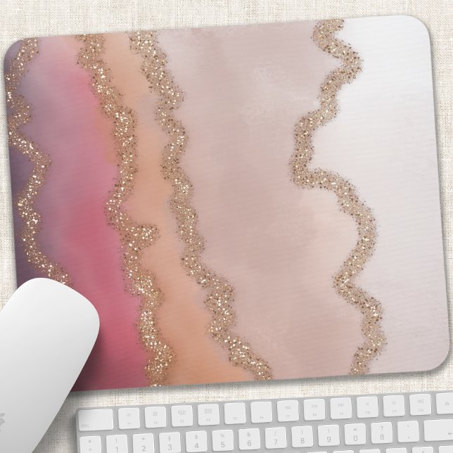 Mousepad Brilho Abstrato Ombre Rosa Roxo e Dourado (Criador carregado)
