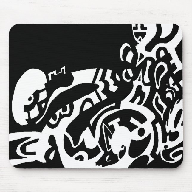 Mousepad "Brilho" Arte de Abstrato B&W (Frente)
