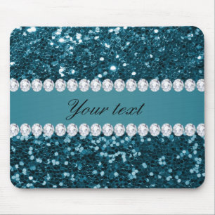Mousepad Brilho azul e diamantes do falso da cerceta escura