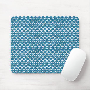 Mousepad Brilho Azul Turquesa Escamas de Sereia Cauda de Pe
