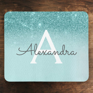 Mousepad Brilho Brilhante Azul Brilhante Monograma