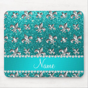 Mousepad Brilho brilhante personalizado do aqua da flor de