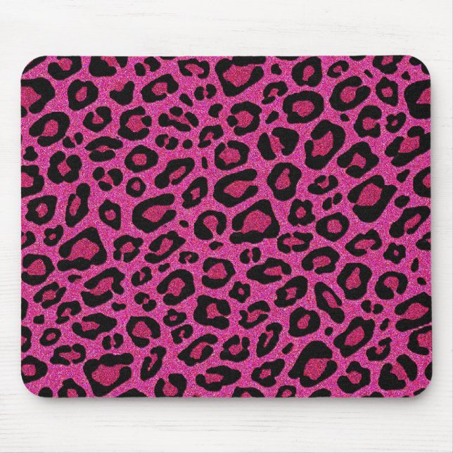 Mousepad Brilho brilhante rosa-quente da pele do leopardo (Frente)