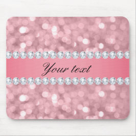 Mousepad Brilho cor-de-rosa Bokeh e diamantes