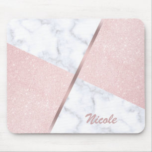 Mousepad Brilho cor-de-rosa feminino elegante do ouro &