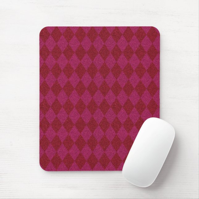 Mousepad Brilho de Diamante Rosa e Vermelho (Com mouse)