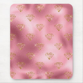 Mousepad Brilho de Diamantes em Folha de Rosa Claro e Doura