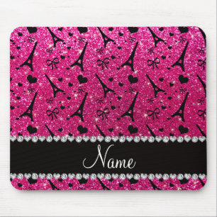 Mousepad brilho de néon do rosa quente da torre Eiffel