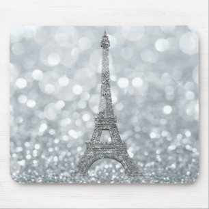 Mousepad Brilho de Prata Brilho Paris Torre Eiffel Glam