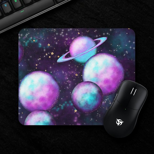 Mousepad Brilho do sistema solar | Planeta Cor-de-Rosa Púrp (Criador carregado)