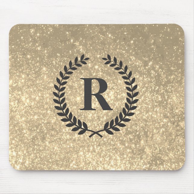 Mousepad Brilho dourado com monograma (Frente)