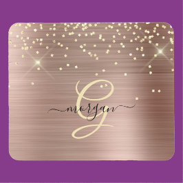 Mousepad Brilho Dourado, Monograma Dourado, Nome em Letra d