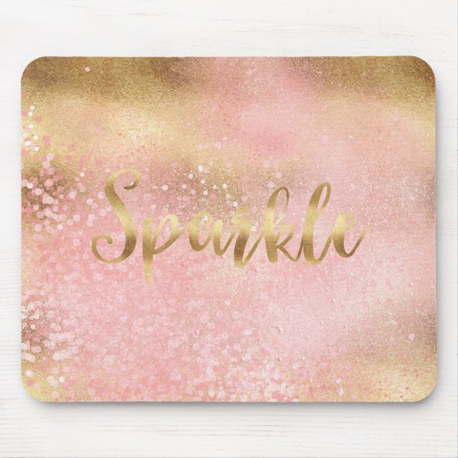 Mousepad Brilho Dourado Rosa Confete Glamour Brilho (Frente)