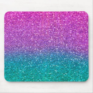 Mousepad Brilho Espelhado Rosa Azul Turquesa e Roxo