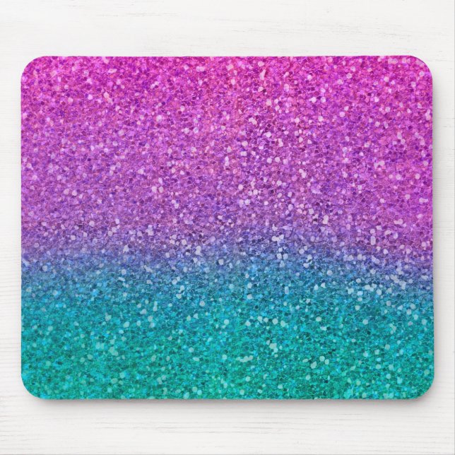 Mousepad Brilho Espelhado Rosa Azul Turquesa e Roxo (Frente)