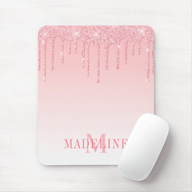Mousepad Brilho Lente Rosa Moderno e Motivo (Com mouse)