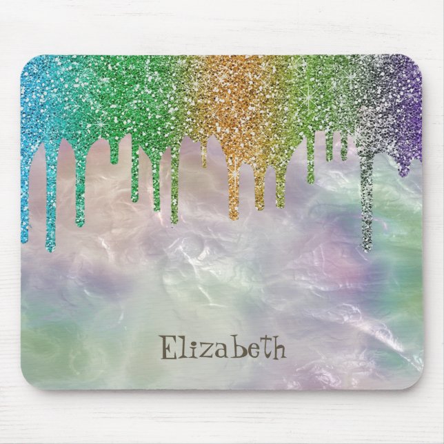 Mousepad Brilho Moderno do Arco-íris com Efeito de Gotas Ho (Frente)