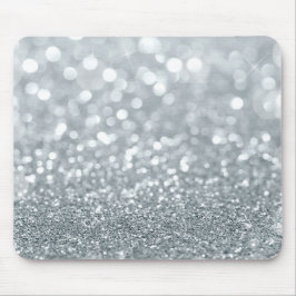 Mousepad Brilho Prata Branco Bokeh Glam Moderno Brilho