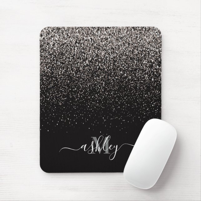 Mousepad Brilho preto e prateado (Com mouse)