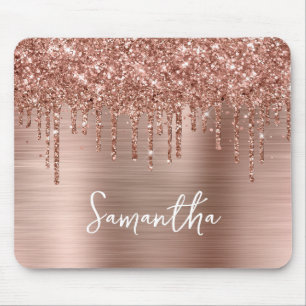 Mousepad Brilho Reluzente Rosa Dourado Glam