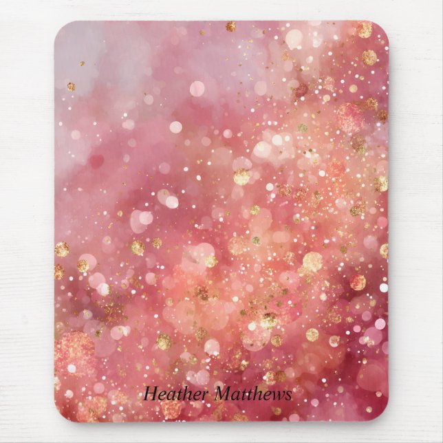 Mousepad Brilho Rosa e Dourado (Frente)