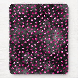 Mousepad Brilho Rosa e Preto Estampa de Bolinhas