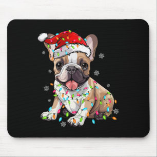 Mousepad Brincadeira de Cachorro Negro Árvore Natal Luzes d